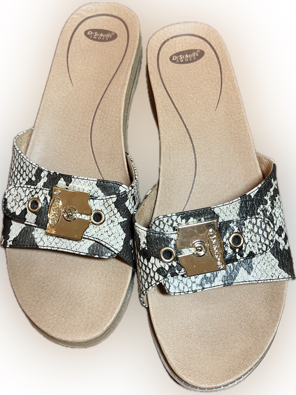 Dr. Scholl’s Snake Print Slide Sandals Size 9 Comfort Slip-On